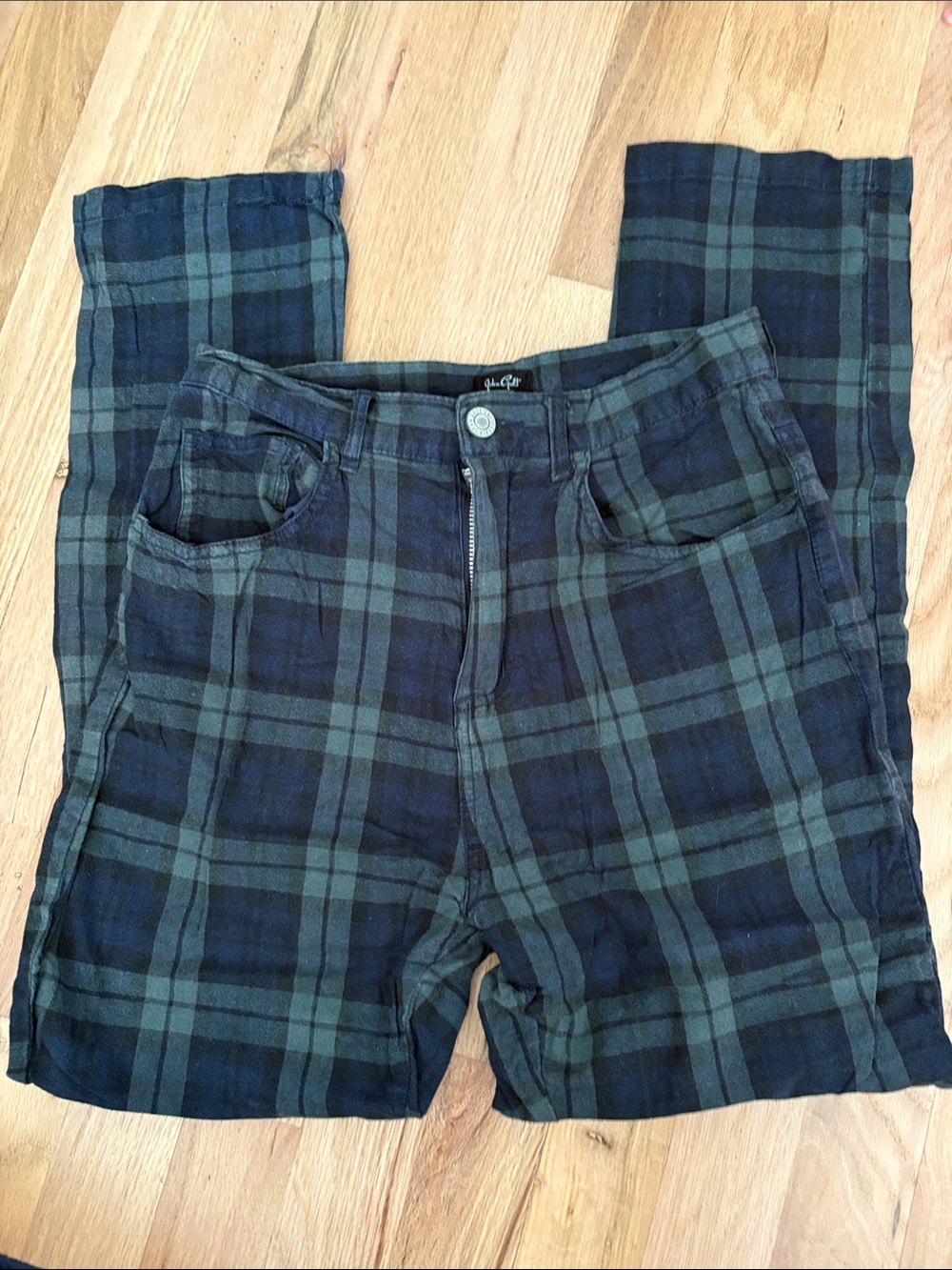 PacSun John Galt Women's Ankle Plaid Pants in Navy & Forest Green